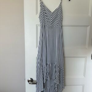 Striped Blue/Gray and White Women's Dress